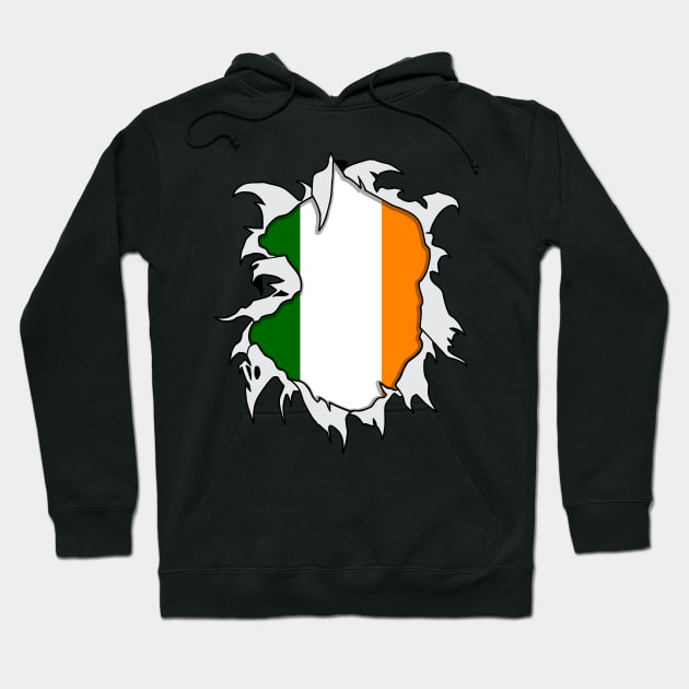 Irish Flag Torn Hoodie by RadStar